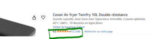 cosori air fryer twinfry statistique achat